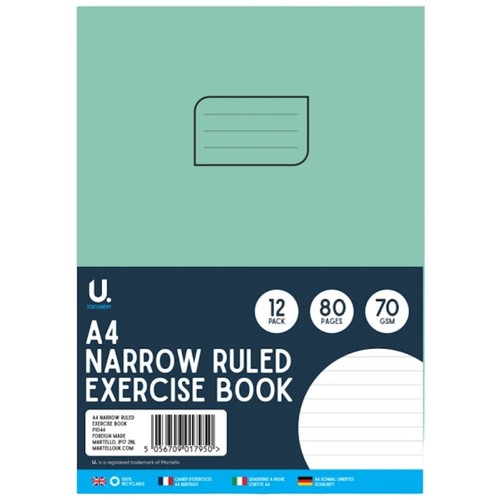Narrow ruled exercise book - a4,